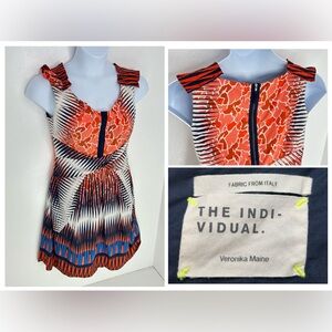 Veronika Maine‎ The Indi - Visual Geometric Midi Dress Size 10 Bohemian Cocktail